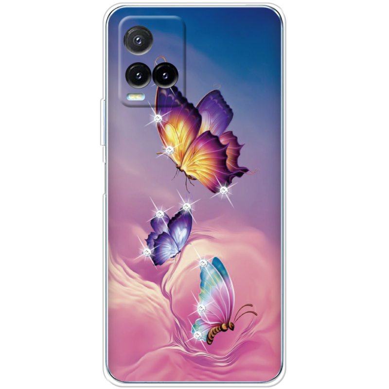 Чехол со стразами Vivo Y33S Butterflies