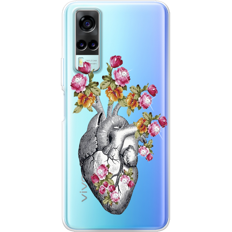 Чехол со стразами Vivo Y53S Heart