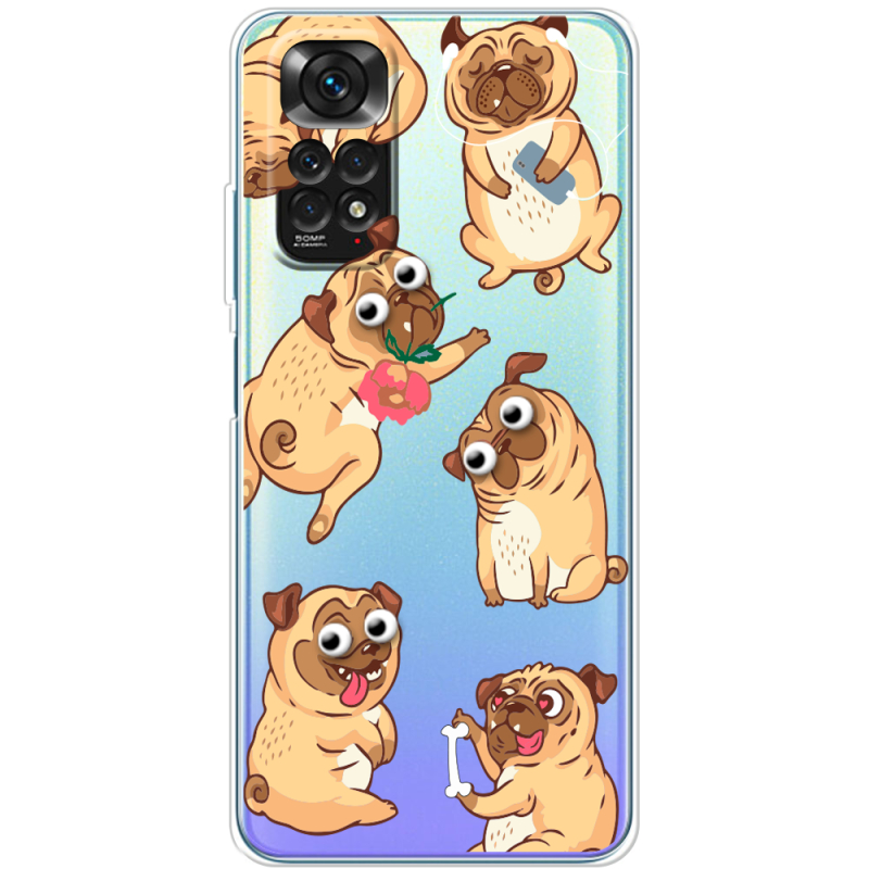 Прозрачный чехол BoxFace Xiaomi Redmi Note 11 / Note 11S Global Version с 3D-глазками Pug