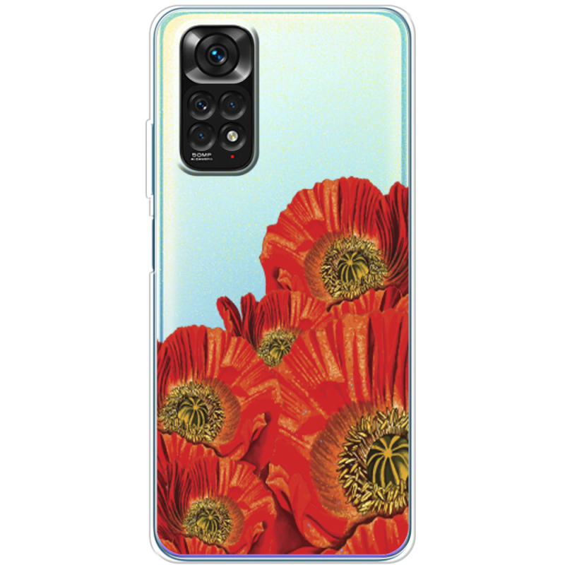 Прозрачный чехол BoxFace Xiaomi Redmi Note 11 / Note 11S Global Version Red Poppies