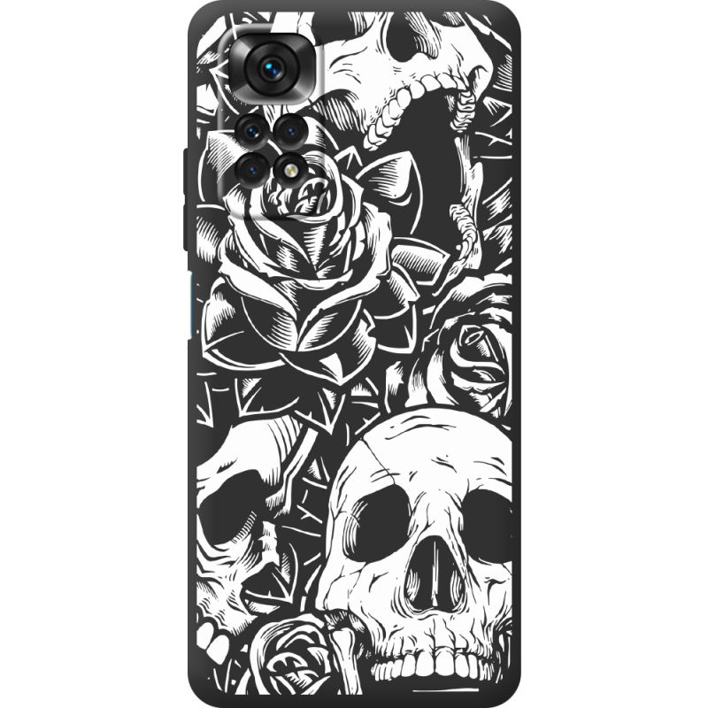Черный чехол BoxFace Xiaomi Redmi Note 11 / Note 11S Skull and Roses