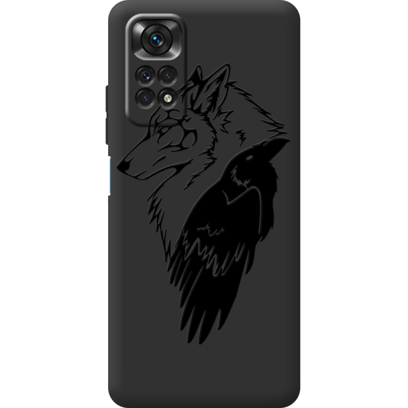 Черный чехол BoxFace Xiaomi Redmi Note 11 / Note 11S Wolf and Raven