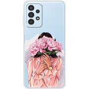 Прозрачный чехол BoxFace Samsung Galaxy A32 5G (A326) Девушка с Пионами