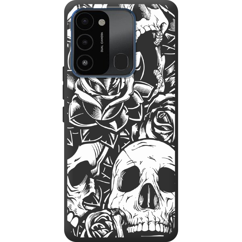 Черный чехол BoxFace Tecno Spark Go 2022 Skull and Roses