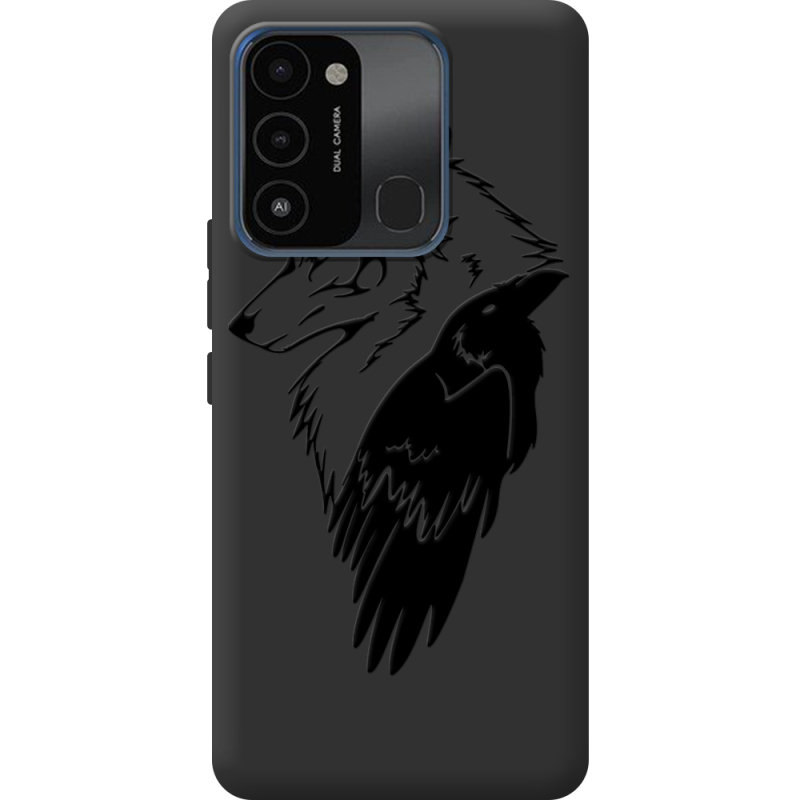 Черный чехол BoxFace Tecno Spark Go 2022 Wolf and Raven