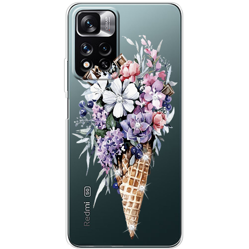 Чехол со стразами BoxFace Xiaomi Redmi Note 11 Pro Plus 5G Global Version Ice Cream Flowers