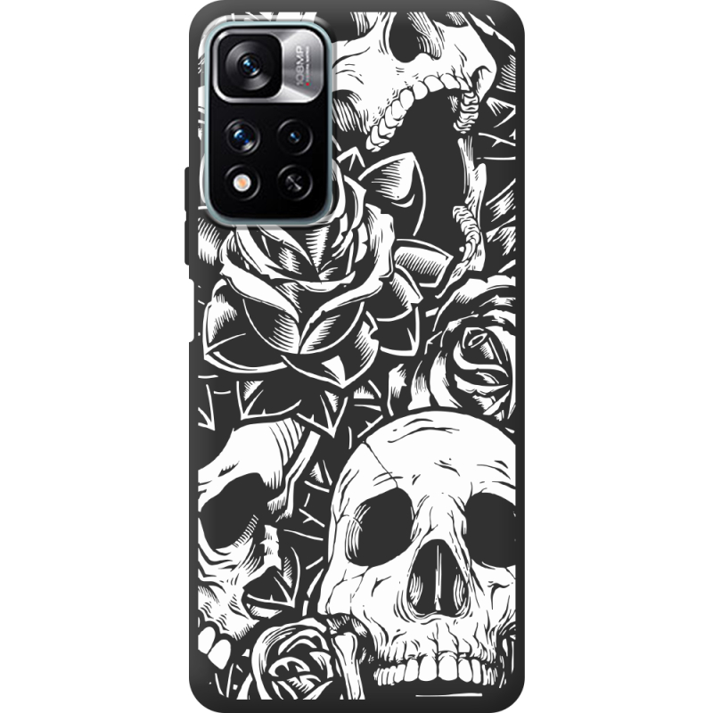 Черный чехол BoxFace Xiaomi Redmi Note 11 Pro Plus 5G Skull and Roses