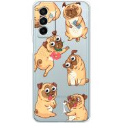 Прозрачный чехол BoxFace Samsung Galaxy M23 5G (M236)  с 3D-глазками Pug