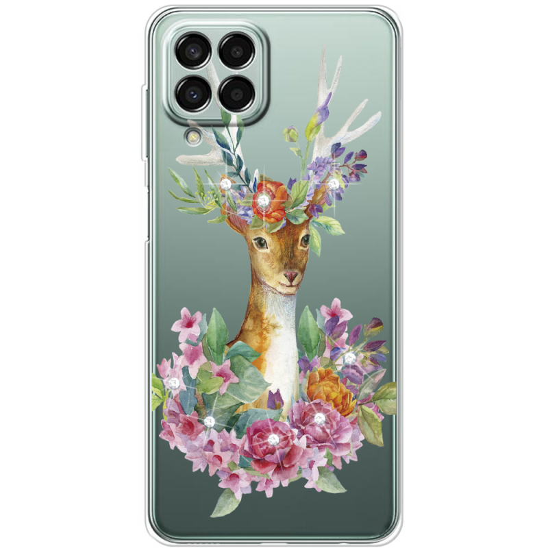 Чехол со стразами Samsung Galaxy M33 5G (M336)  Deer with flowers