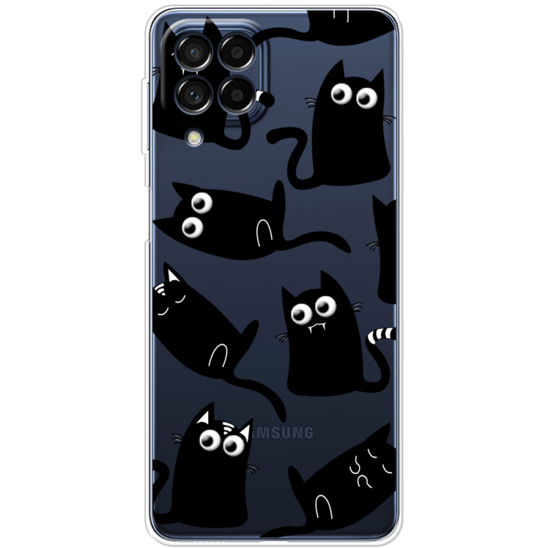 Прозрачный чехол BoxFace Samsung Galaxy M53 5G (M536)  с 3D-глазками Black Kitty