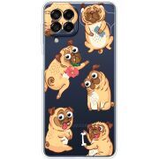 Прозрачный чехол BoxFace Samsung Galaxy M53 5G (M536)  с 3D-глазками Pug