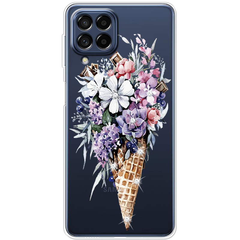 Чехол со стразами Samsung Galaxy M53 5G (M536)  Ice Cream Flowers