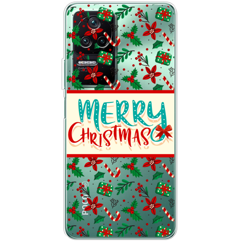 Прозрачный чехол BoxFace Poco F4 Vintage Christmas Pattern