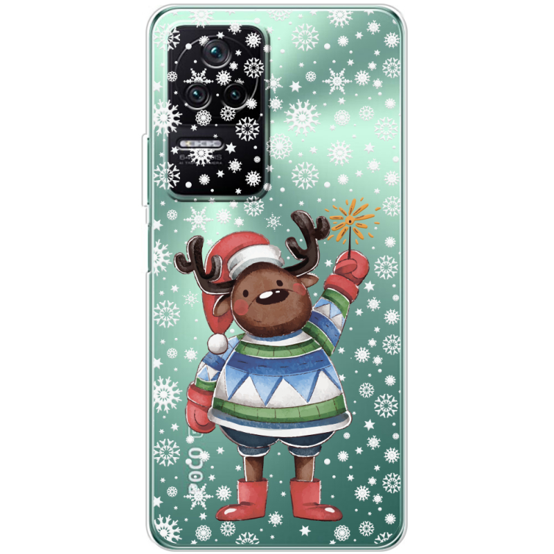 Прозрачный чехол BoxFace Poco F4 Christmas Deer with Snow