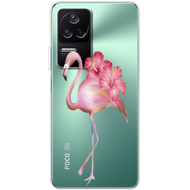 Прозрачный чехол BoxFace Poco F4 Floral Flamingo