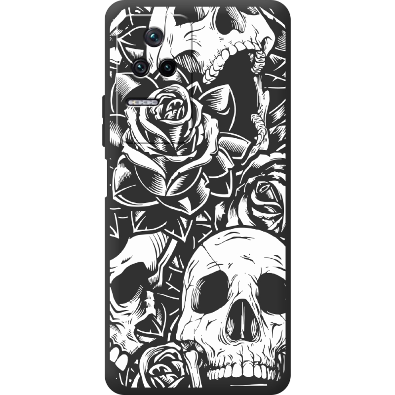 Черный чехол BoxFace Poco F4 Skull and Roses