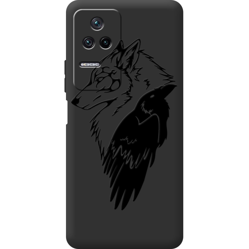 Черный чехол BoxFace Poco F4 Wolf and Raven