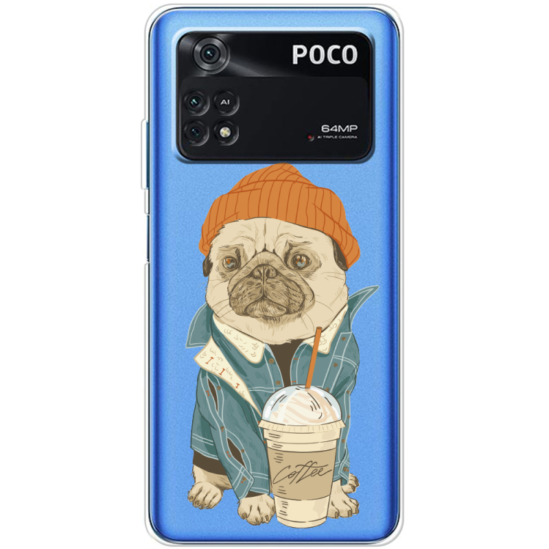 Прозрачный чехол BoxFace Xiaomi Poco M4 Pro 4G Dog Coffeeman