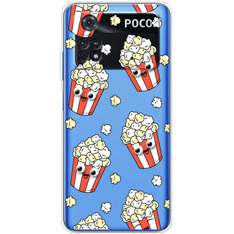 Прозрачный чехол BoxFace Xiaomi Poco M4 Pro 4G с 3D-глазками Popcorn