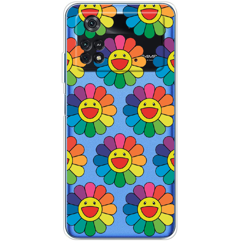 Прозрачный чехол BoxFace Xiaomi Poco M4 Pro 4G Hippie Flowers