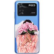 Прозрачный чехол BoxFace Xiaomi Poco M4 Pro 4G Девушка с Пионами