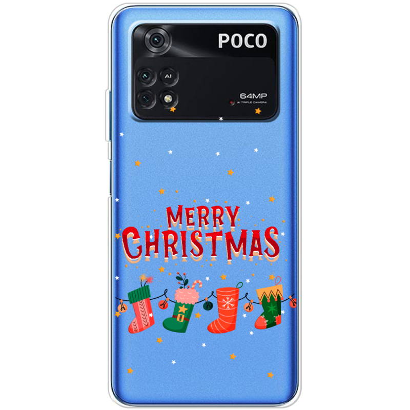 Прозрачный чехол BoxFace Xiaomi Poco M4 Pro 4G Merry Christmas