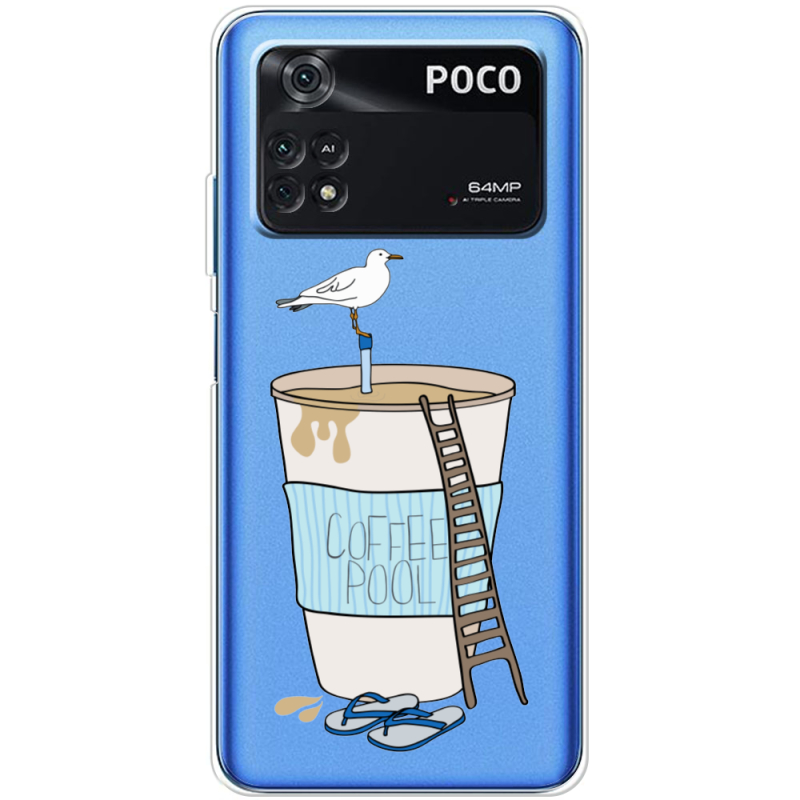 Прозрачный чехол BoxFace Xiaomi Poco M4 Pro 4G Segull in Cofee Pool