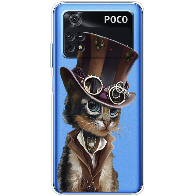 Прозрачный чехол BoxFace Xiaomi Poco M4 Pro 4G Steampunk Cat