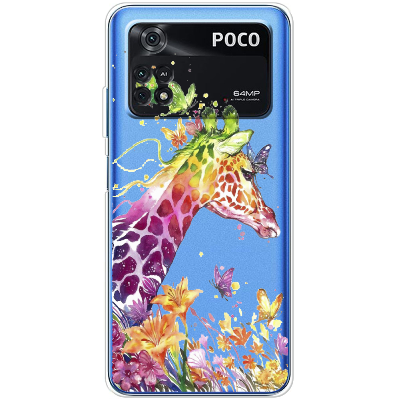 Прозрачный чехол BoxFace Xiaomi Poco M4 Pro 4G Colorful Giraffe