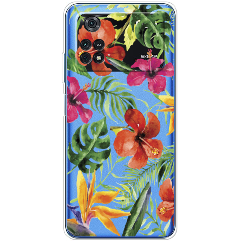 Прозрачный чехол BoxFace Xiaomi Poco M4 Pro 4G Tropical Flowers