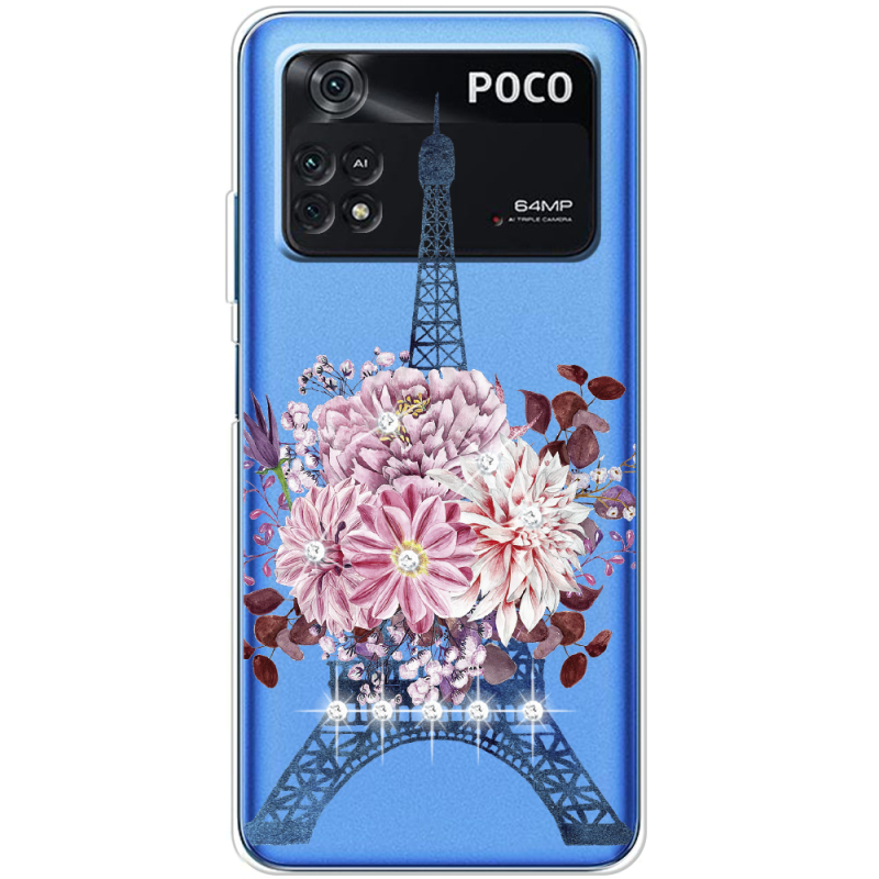 Чехол со стразами BoxFace Xiaomi Poco M4 Pro 4G Eiffel Tower