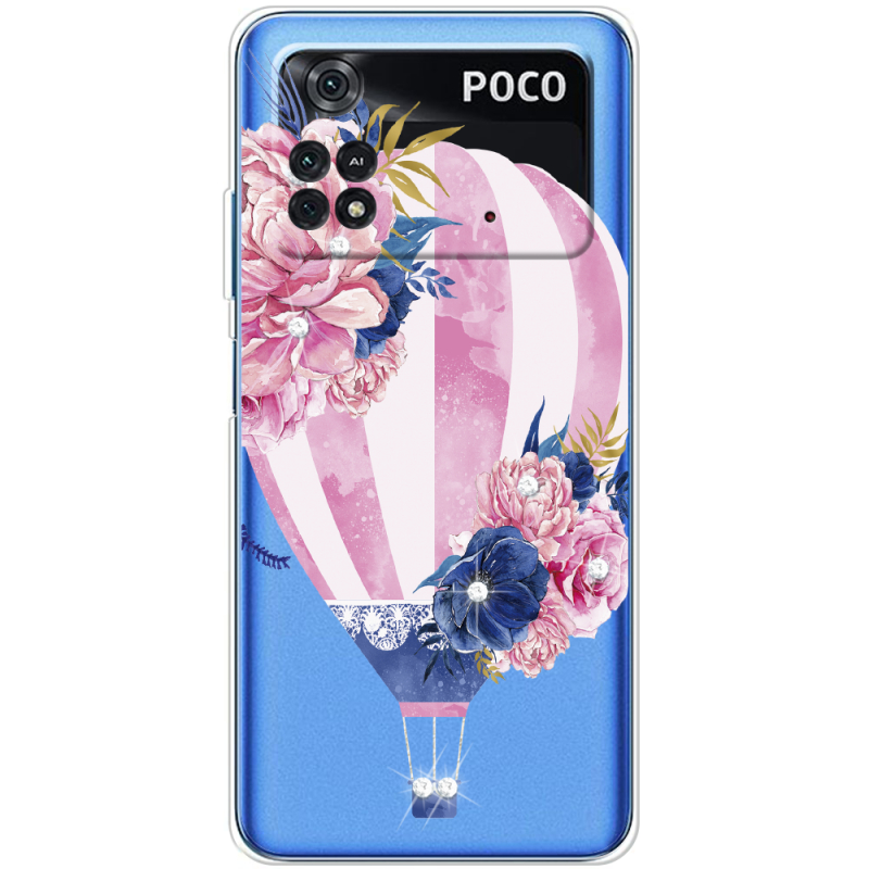 Чехол со стразами BoxFace Xiaomi Poco M4 Pro 4G Pink Air Baloon