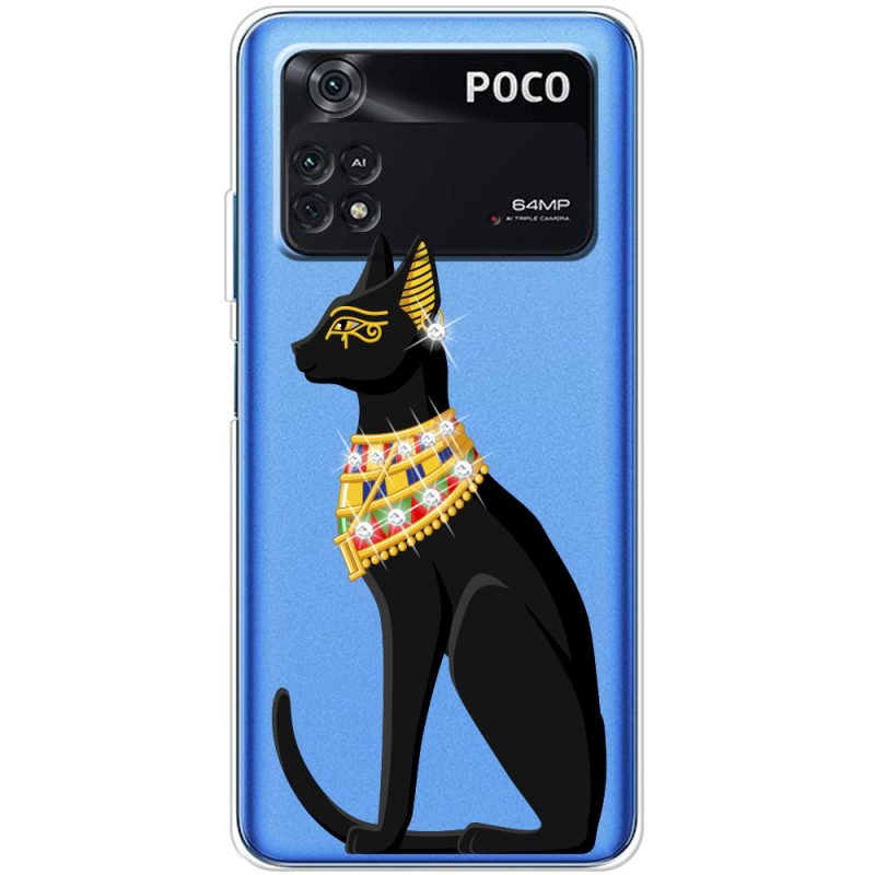 Чехол со стразами BoxFace Xiaomi Poco M4 Pro 4G Egipet Cat