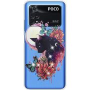 Чехол со стразами BoxFace Xiaomi Poco M4 Pro 4G Cat in Flowers