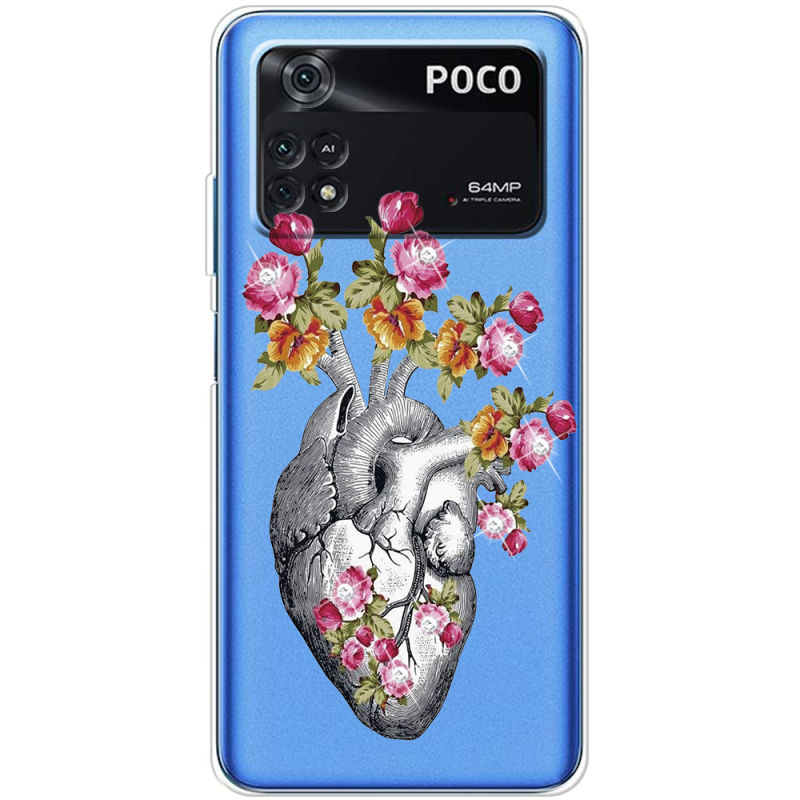Чехол со стразами BoxFace Xiaomi Poco M4 Pro 4G Heart