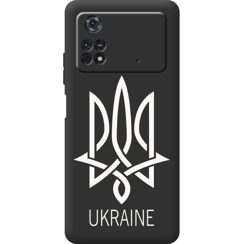 Черный чехол BoxFace Poco M4 Pro 4G Тризуб монограмма ukraine