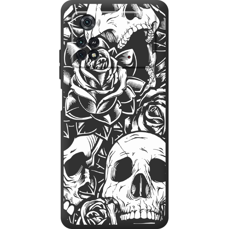 Черный чехол BoxFace Poco M4 Pro 4G Skull and Roses