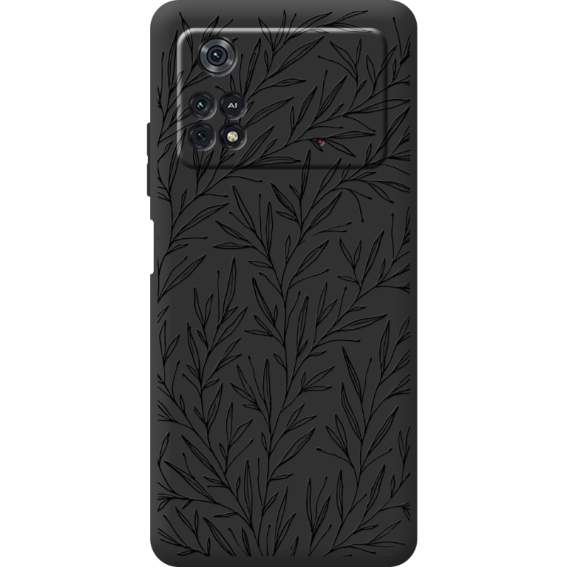 Черный чехол BoxFace Poco M4 Pro 4G Leaves