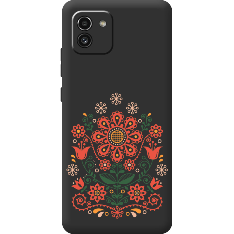 Черный чехол BoxFace Samsung Galaxy A03 (A035) Ukrainian Ornament