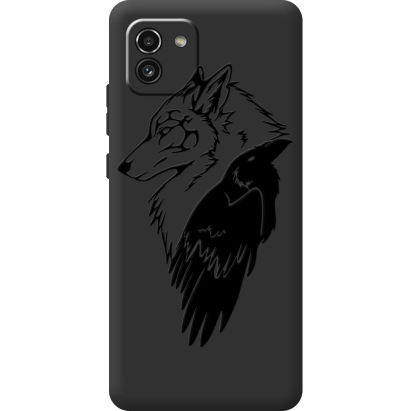 Черный чехол BoxFace Samsung Galaxy A03 (A035) Wolf and Raven