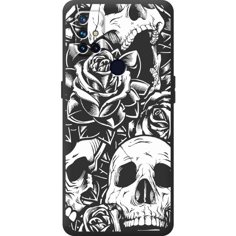 Черный чехол BoxFace OnePlus Nord N10 Skull and Roses