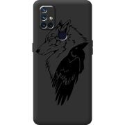 Черный чехол BoxFace OnePlus Nord N10 Wolf and Raven