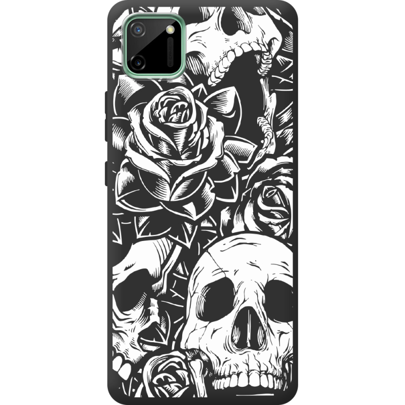 Черный чехол BoxFace Realme C11 Skull and Roses