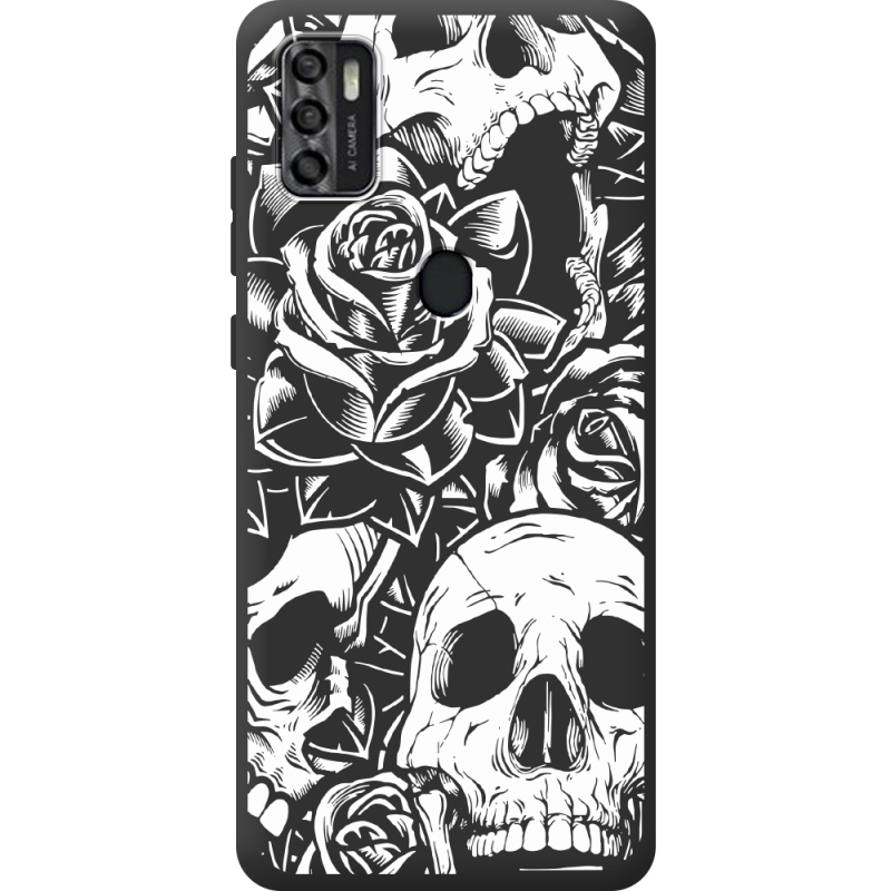 Черный чехол BoxFace ZTE Blade A7S 2020 Skull and Roses