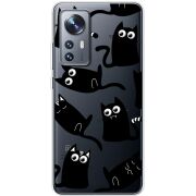 Прозрачный чехол BoxFace Xiaomi 12 / 12X с 3D-глазками Black Kitty