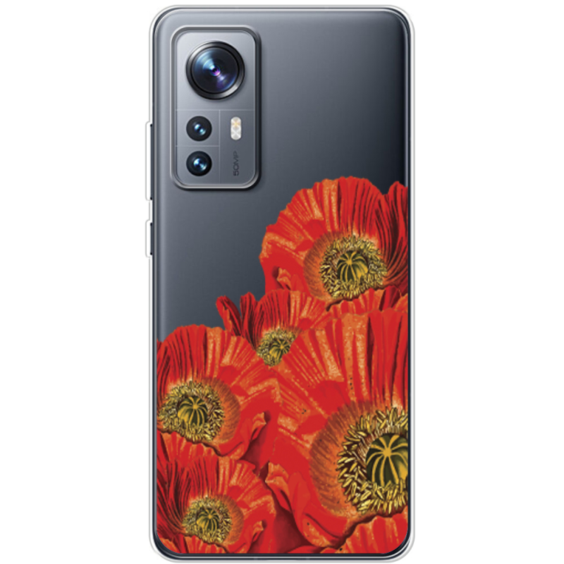 Прозрачный чехол BoxFace Xiaomi 12 / 12X Red Poppies