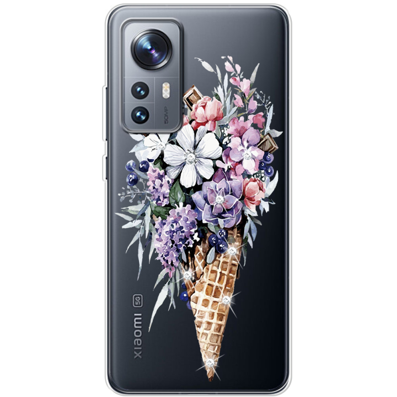 Чехол BoxFace со стразами Xiaomi 12 / 12X Ice Cream Flowers