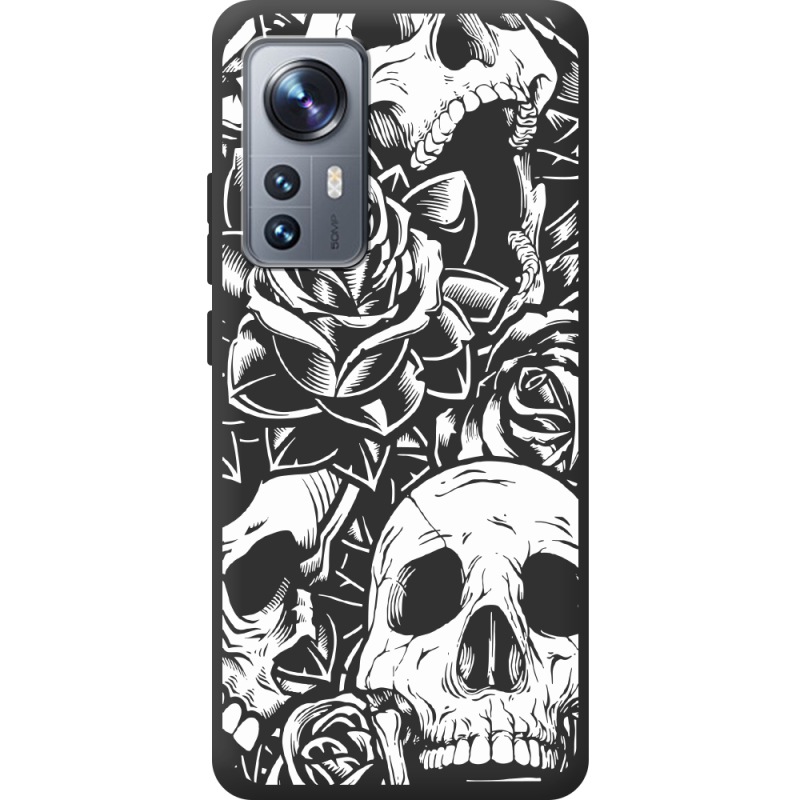 Черный чехол BoxFace Xiaomi 12 / 12X Skull and Roses