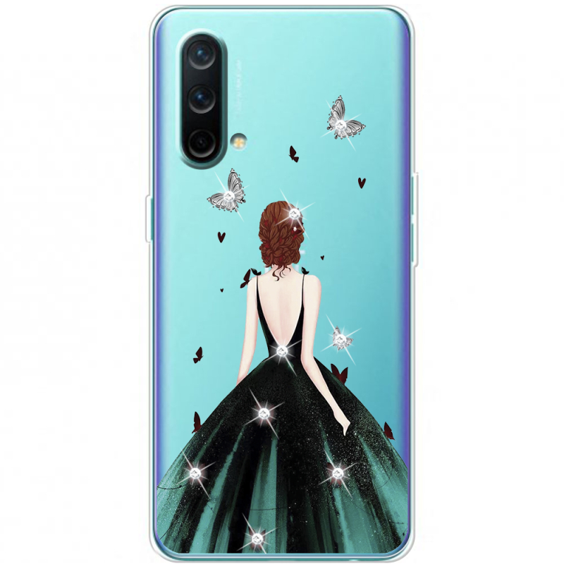 Чехол со стразами OnePlus Nord CE 5G Girl in the green dress