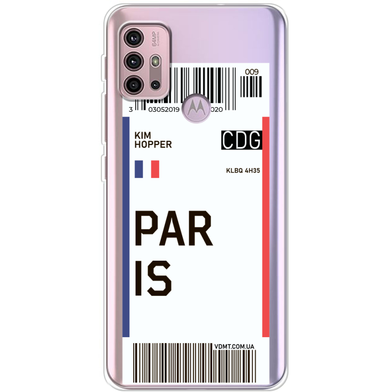 Прозрачный чехол BoxFace Motorola G10 Ticket Paris